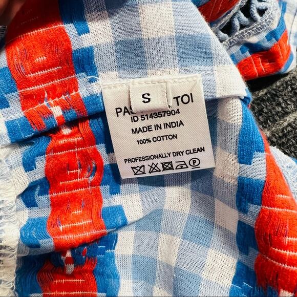 Dodo Bar Or Yolanda Dress Asymmetric Embroidered Check Plaid Cotton-Gauze S NWT - Picture 11 of 12